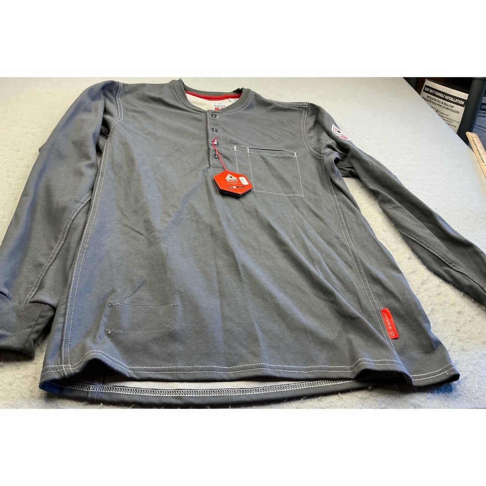 Bulwark FR iQ Series Henley Shirt Gray Flame Resistant Workwear Medium Mens NWT